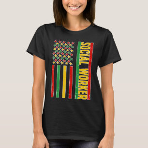 T-shirt Black Social Worker US Drapeau African American So