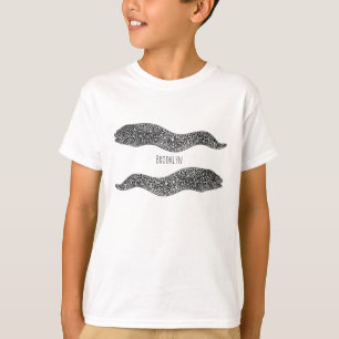 T-shirt Black spotted moray eel cartoon