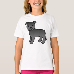 T-shirt Black Staffordshire Bull Terrier Dessin Chien