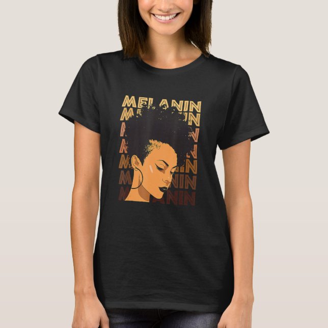 T-shirt Black Strong Girl Afro Love Melanin African Americ (Devant)