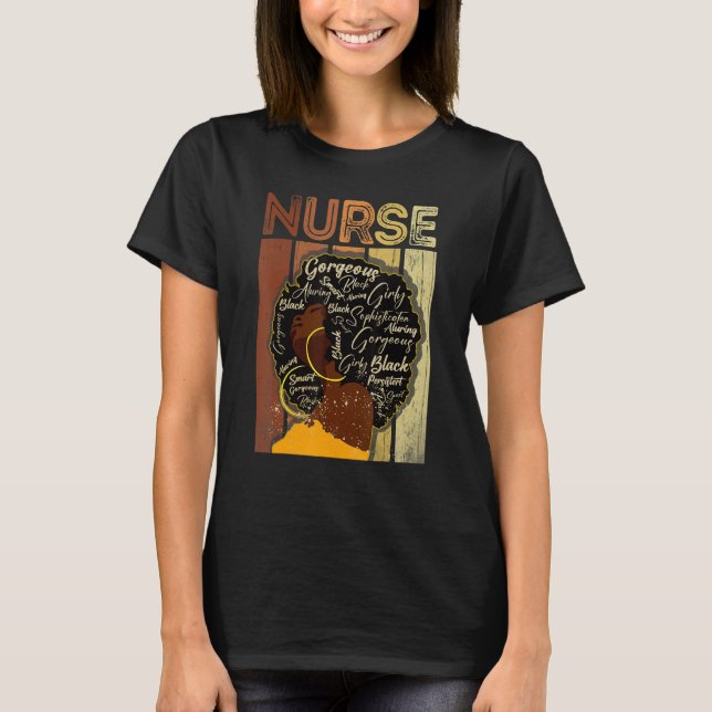 T-shirt Black Strong Nurse Afro Love Melanin African Ameri (Devant)