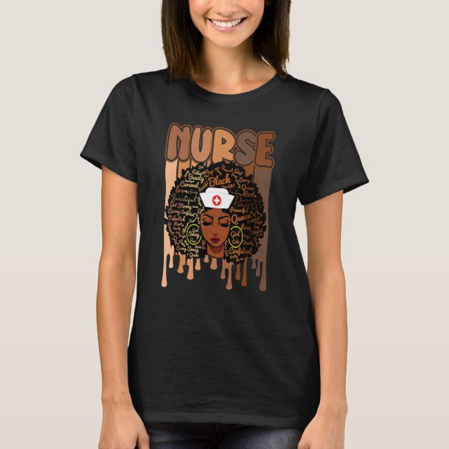 T-shirt Black Strong Nurse Afro Love Melanin African Ameri (Devant)