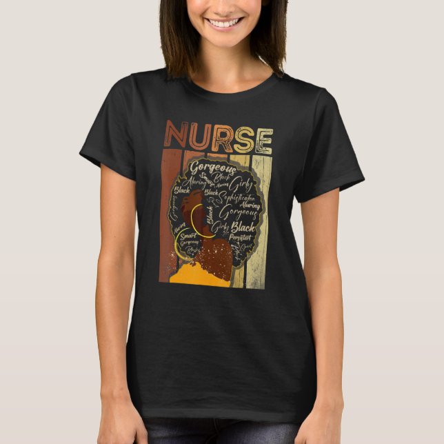 T-shirt Black Strong Nurse Afro Love Melanin African Ameri (Devant)