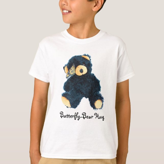 T-shirt Black Teddy Bear-Butterfly pour les garçon (Devant)