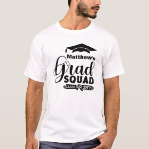 T-shirt Black Text Custom Men's White Graduation Squad