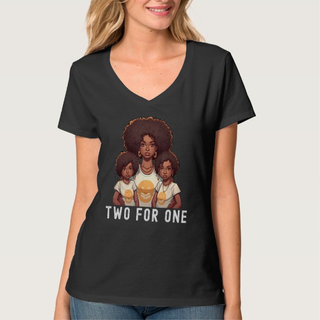 T-shirt Black Twin Dad Fathers Day Two for one  Quote (Devant)