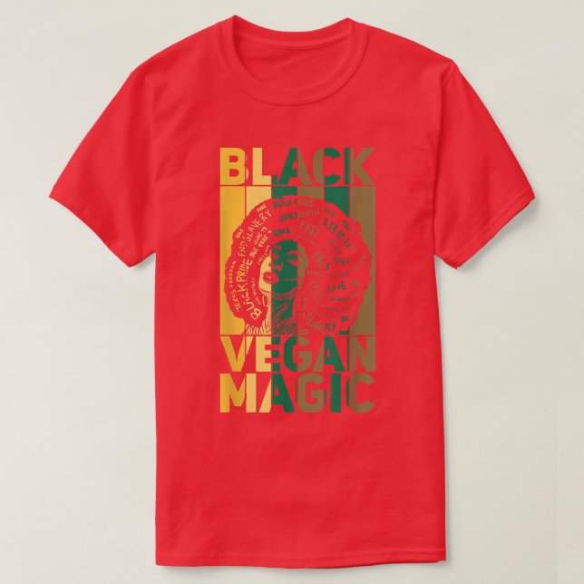 T-shirt Black Vegan Magic Vegetarian Afro Pride Black Hist (Design devant)