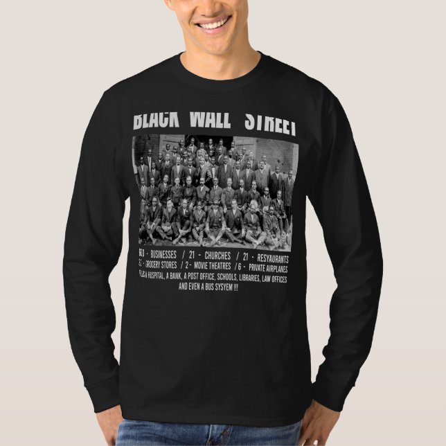T-shirt Black Wall Street Greenwood Tulsa Oklahoma Noir (Devant)