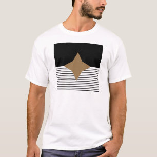T-shirt Black White Colorblock & Brown Diamond