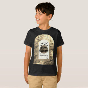 T-shirt Black & White Éffrayant Joyeux Enfants d'Halloween