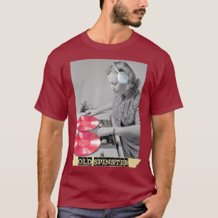 T-shirt Black White Photo Vieux Spinster Vintage DJ drôle