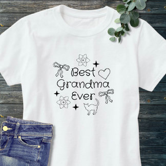 T-shirt Black & White Retro Hand Drawn Best Grandma Ever