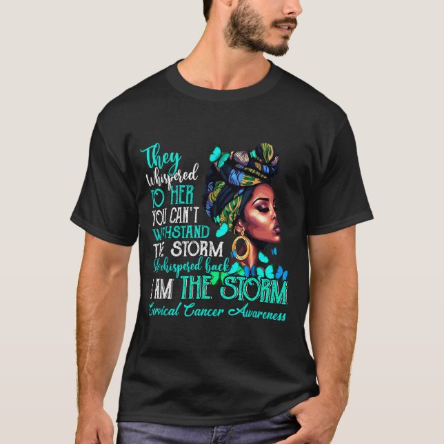 T-shirt Black Women Motivation Suprt Cervical Cancer Aware (Devant)