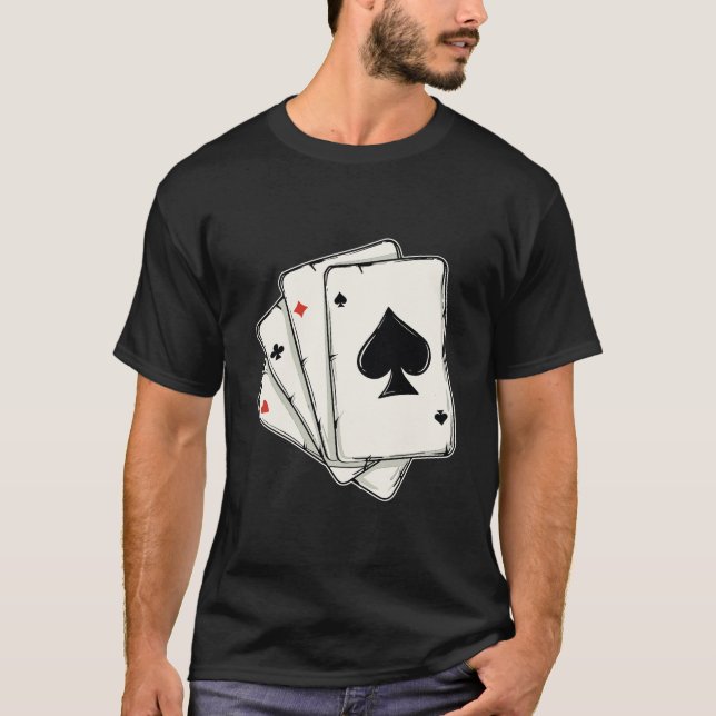 T-shirt Blackjack Poker Texas Hold'Em Cartes de jeu Playe (Devant)