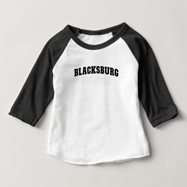 T-shirt Blacksburg Virginia Black White Athletic Lettering (Devant)