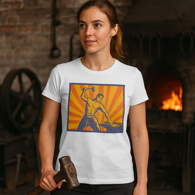 T-shirt Blacksmith Hammering Retro Strongman Labor (Créateur téléchargé)