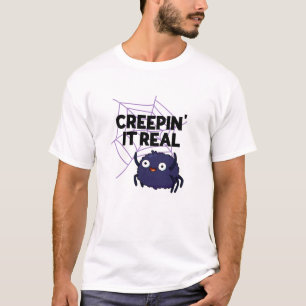 T-shirt Blague drôle d'araignée Halloween Creepin It Real