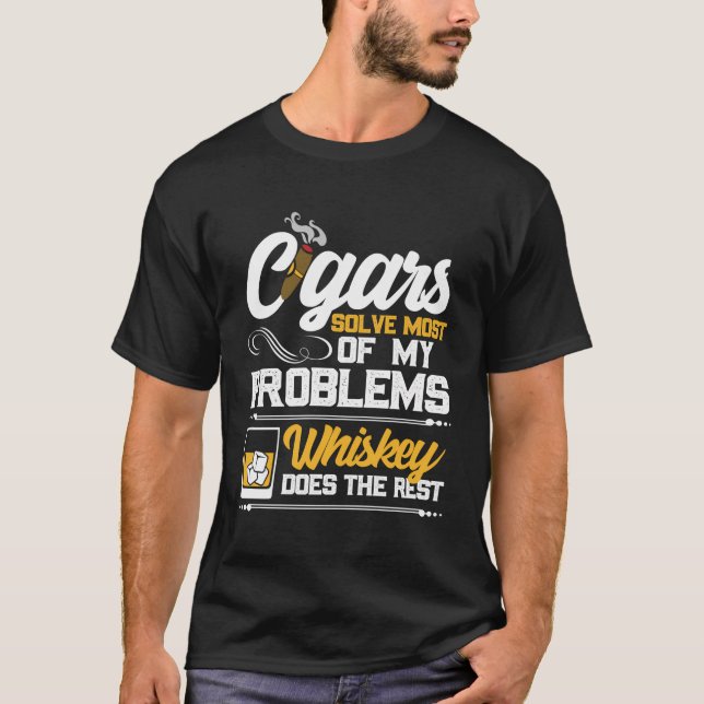 T-shirt Blague Whiskey Et Cigars (Devant)