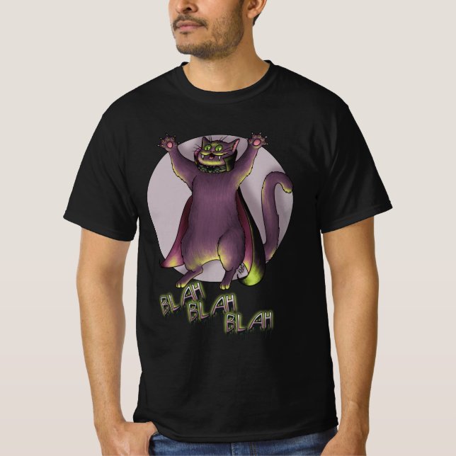 T-shirt Blah Blah Blah Halloween Chat Chemise (Devant)