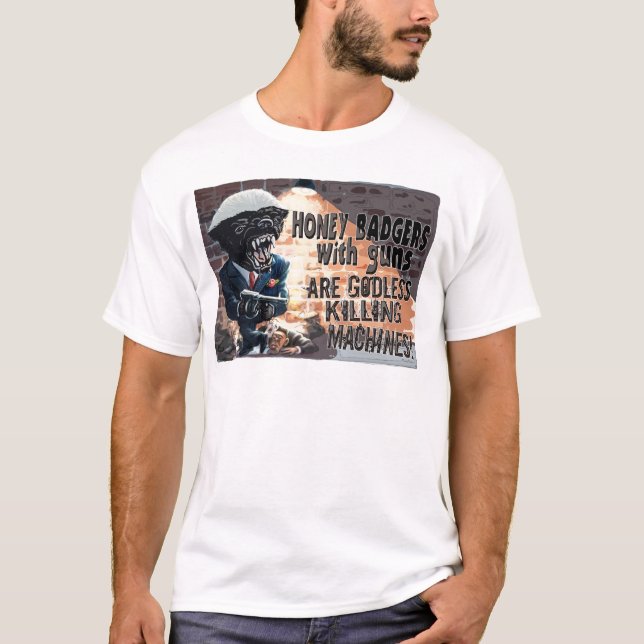 T-shirt Blaireau de miel avec la mitrailleuse (Devant)