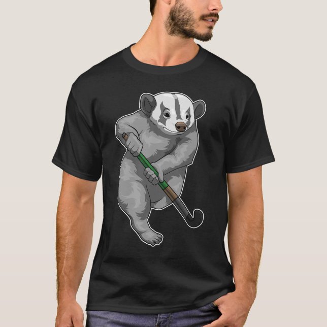 T-shirt Blaireau de miel bâton de hockey (Devant)
