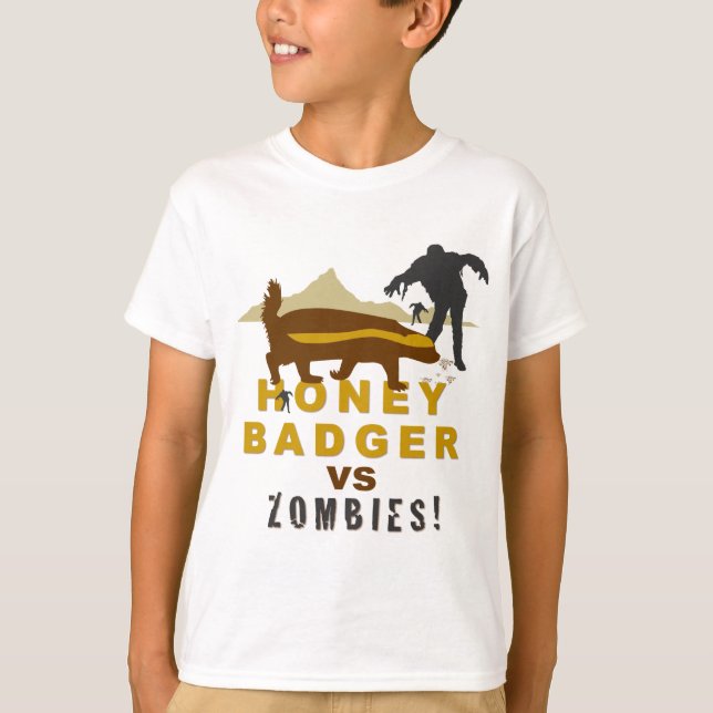 T-shirt blaireau de miel contre zombies (Devant)