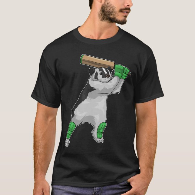 T-shirt Blaireau de miel Cricket chauve-souris de cricket (Devant)
