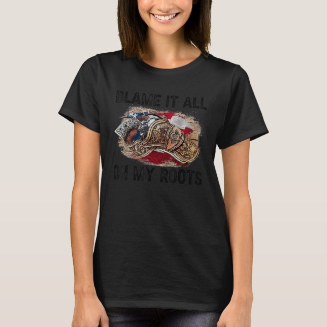T-shirt Blâmer Sur Mes Racines Amérique Drapeau Pays Vibe  (Devant)