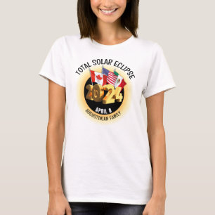 T-shirt Blanc 2024 TOTAL SOLAR ECLIPSE drapeaux Famille