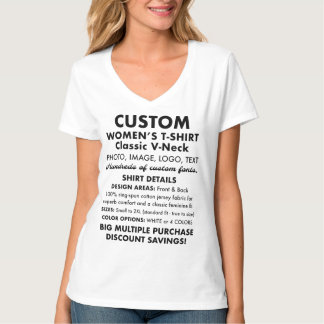 T-shirt blanc à col blanc personnalisé pour femmes