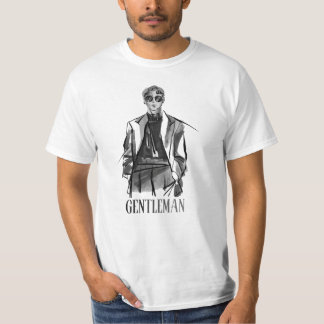 T-shirt blanc à demi-manches avec Brush Gentleman