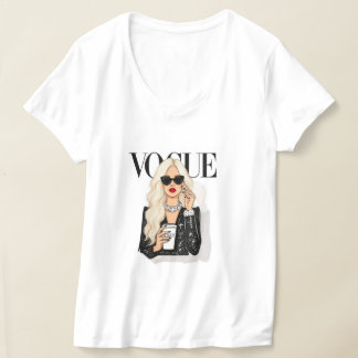 T-Shirt blanc à demi-manches Vogue