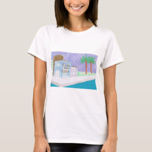 T-shirt blanc avec une scène caribéenne