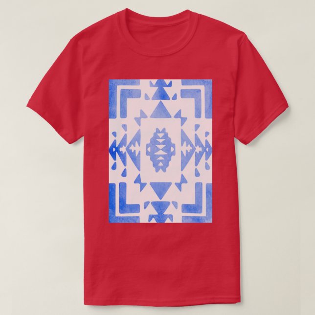T-shirt Blanc Bleu clair Bleu Ombre Amérindien (Design devant)