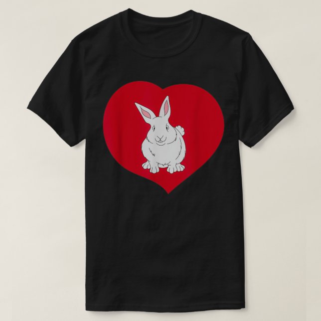 T-shirt Blanc Bunny Amour Coeur mignon Tee (Design devant)