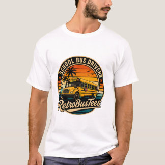 T-Shirt Blanc Cercle Conducteur d'Autobus Scolaire