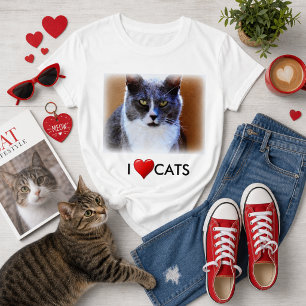 T-Shirt blanc de base pour femmes Love Cats