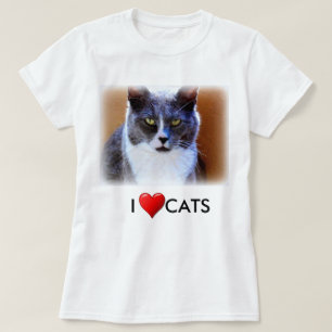 T-Shirt blanc de base pour femmes Love Cats