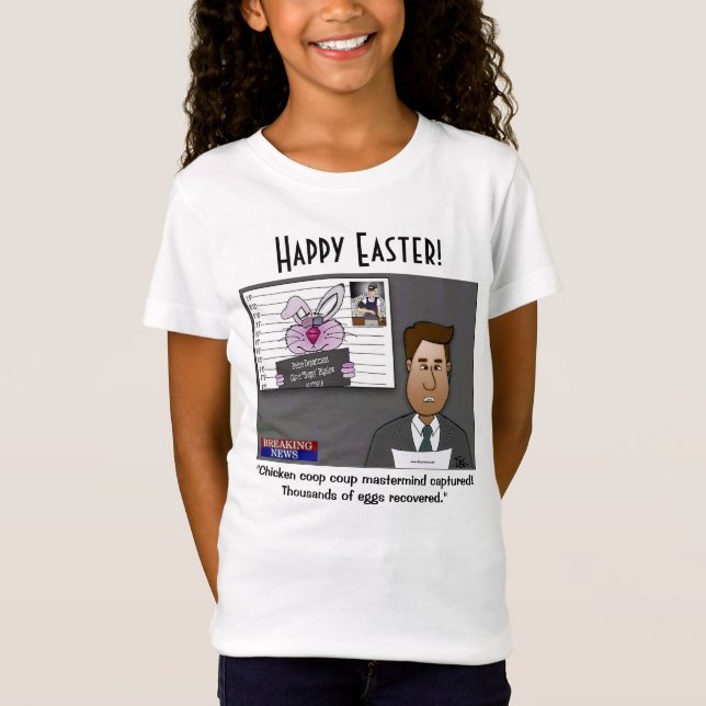 T-shirt blanc de la fille Mastermind Coup de Poule (Devant)