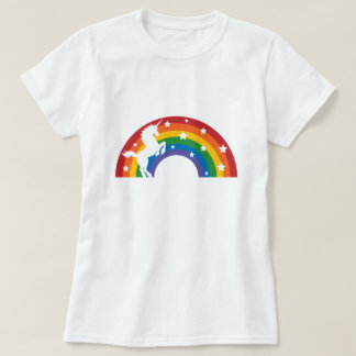 T-shirt blanc de l'Unicorne Arc-en-ciel rétro