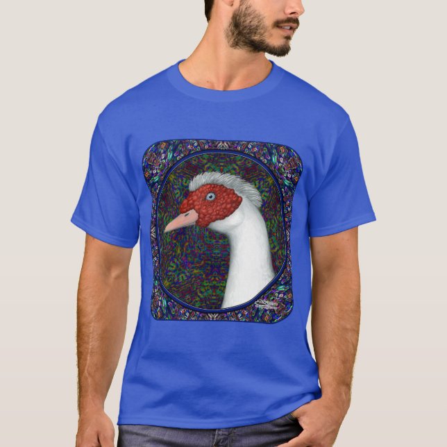 T-shirt Blanc de tête de canard de Muscovy (Devant)
