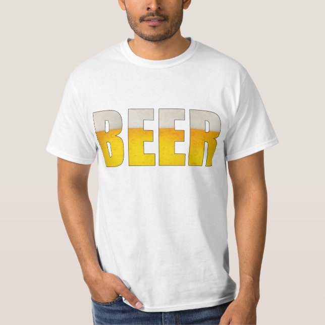 T-shirt blanc de valeur de bière (Devant)