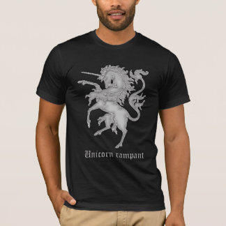 T-shirt Blanc effréné de licorne héraldique médiévale