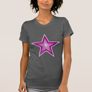 T-shirt blanc étoile rose gris femme