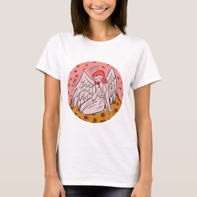 T-shirt blanc féminin Angel Esther (Devant)