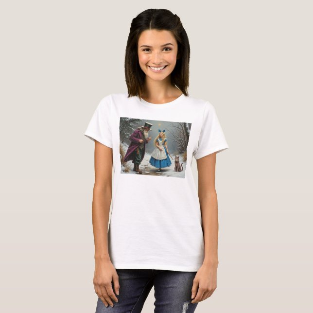 T-shirt blanc féminin d'hiver Alice (Devant entier)