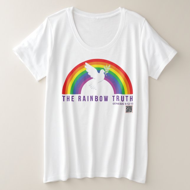 T-shirt blanc féminin plus Rainbow Truth Dove  (Design devant)