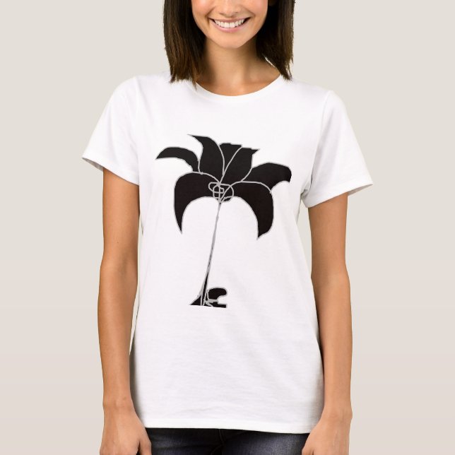 T-shirt Blanc Floral Noir (Devant)
