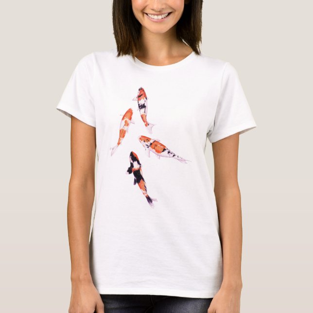 T-shirt blanc flottant de Koi (Devant)