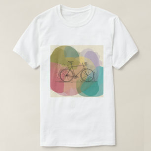 T-Shirt Blanc Graphique de Bicyclette Abstraite